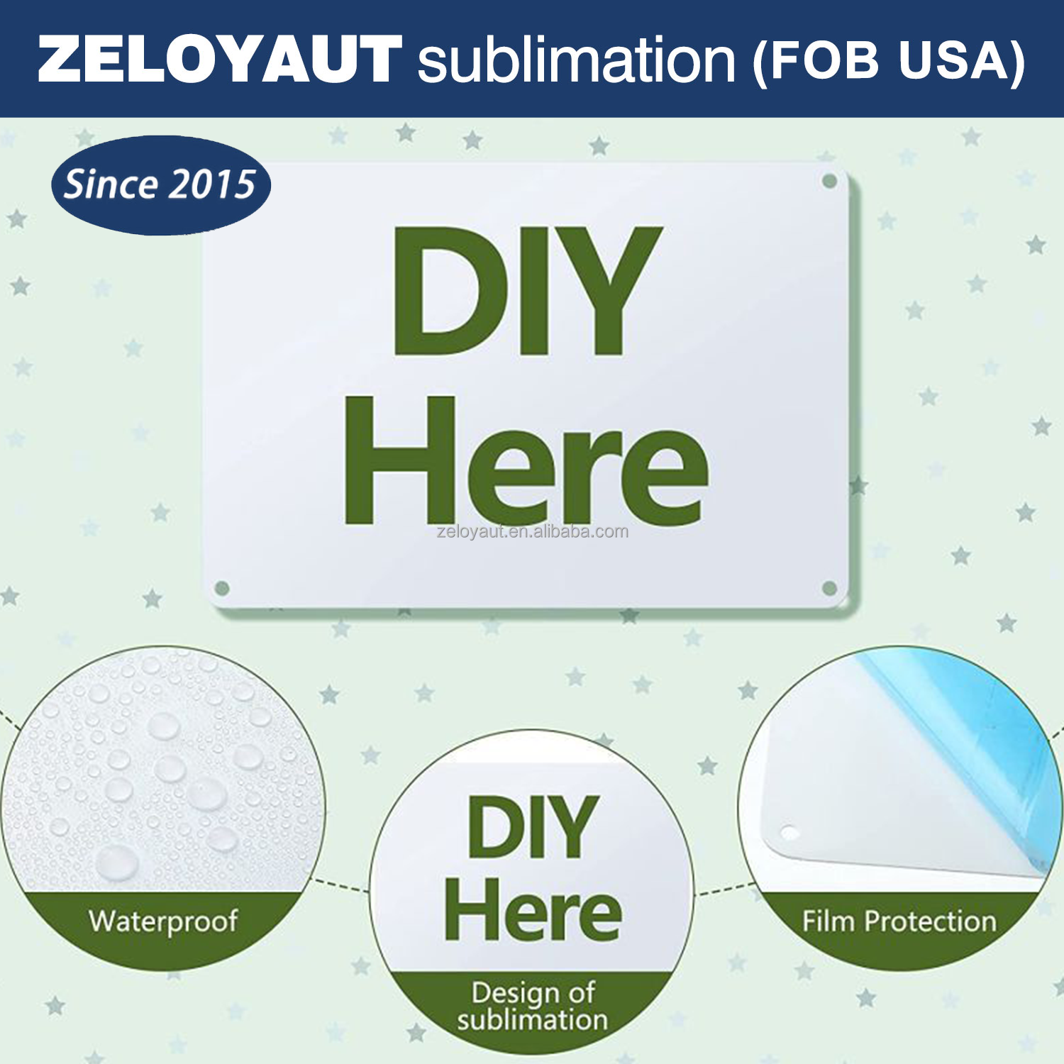 ZELOYAUT Sublimation Blanks Aluminum Street Signs 4 Holes 0.45mm 0.65mm Open Size Customization Sublimable Aluminum Sheets