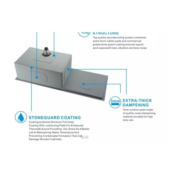 Кухонная раковина UPC SS прямоугольная Undermount с домочадцем Drainboard