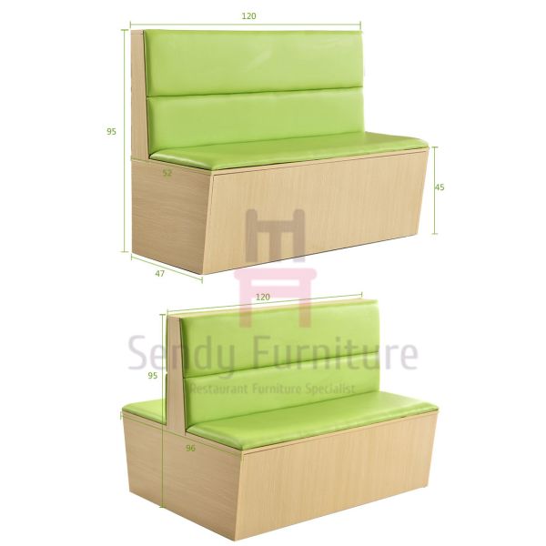 Cabina de madera del restaurante de la parte posterior de 2 Channles, asiento tapizado cara doble del Banquette