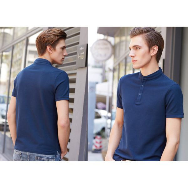 Men'S Navy Color Personalized Polo Shirts Stand Collar Fashion T - Shirt