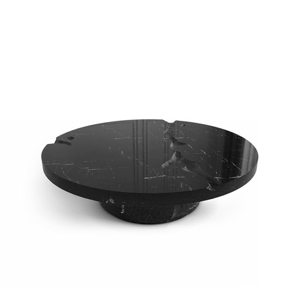 Black Modern Coffee Table Round Marble Top Nordic For Living Room Decor