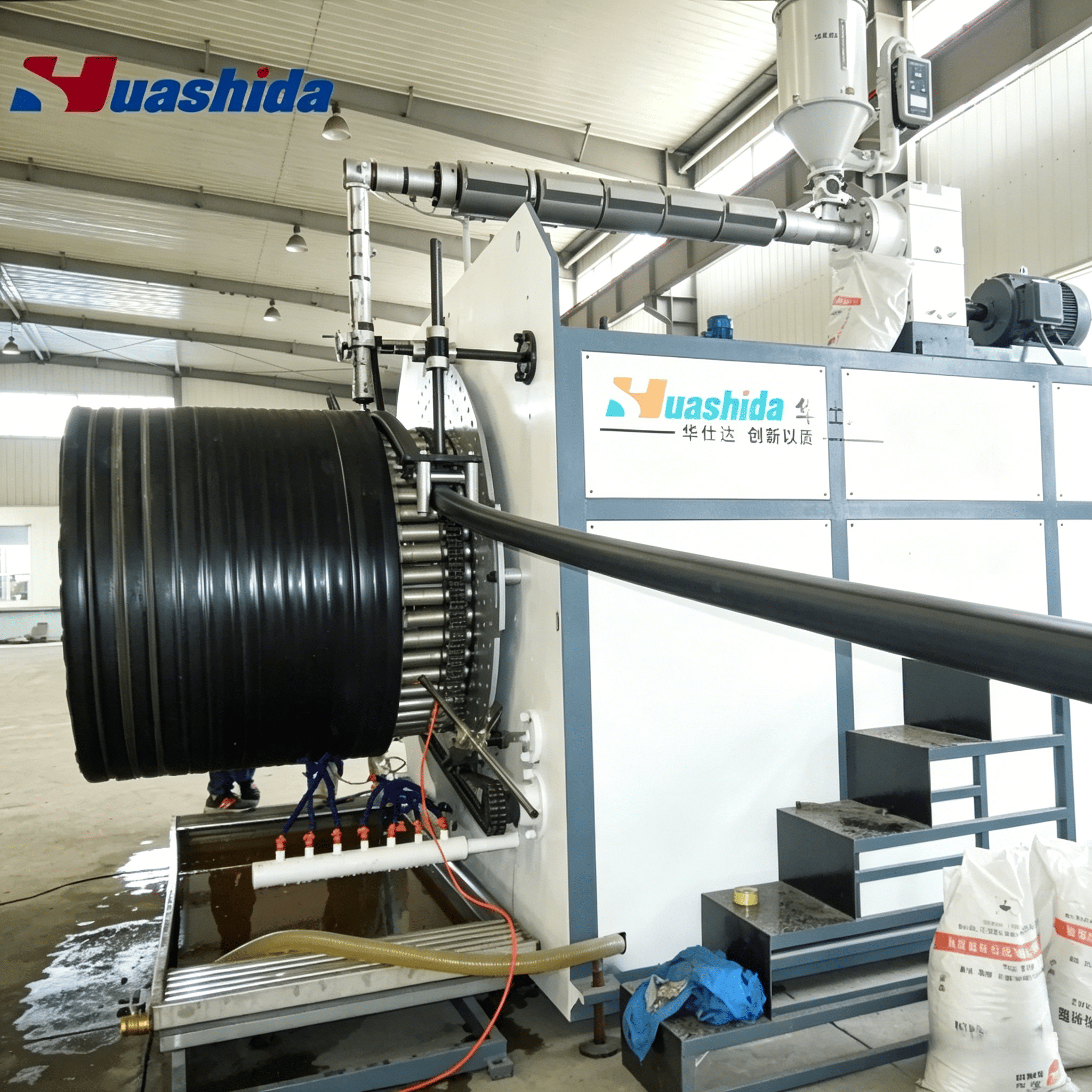 200-4000mm HDPE Hollow Wall Winding Pipe Production Line for Sewage Road Drainage
