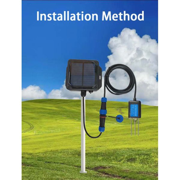 LoRaWAN solar powered wireless soil sensor providing high precision environmental data for greenhouses orchards and lawns