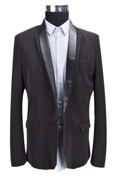 Fashion Mens Tuxedo Suit Blazer Jacket Banquet Black All Polyester Material