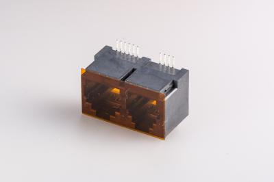 4P4C + 6P6C Double Port SMT RJ11 Jack  , RJ11 PCB Connector Modular Full Plastic