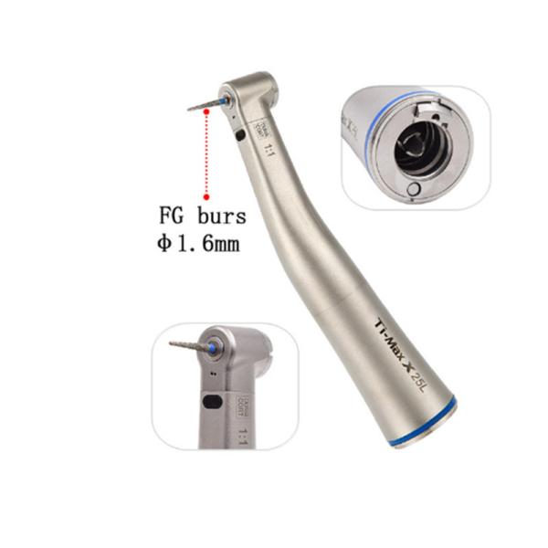 Ti-Max X25L Handpiece Dental Contra Angle Blue 1:1 With Fiber Optic 4 Water Spray Low Speed Polishing Direct Drive