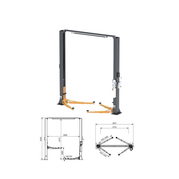 4200kg Two-Post Lift: 1880mm Height, Single-Lock+Emergency Stop for Car/SUV