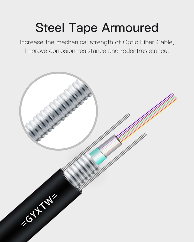 Single Mode Armoured SM GYXTW Duct Fiber Optic Cable 4core