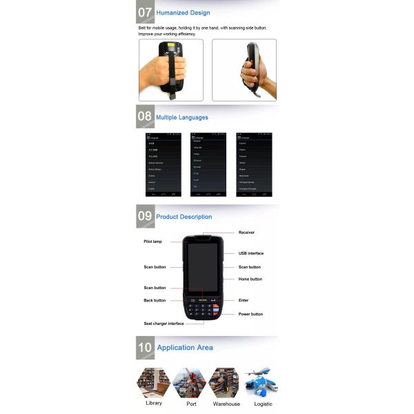 4 inch Touch Screen Rugged Portable Data Terminal Android 7.0 Mobile Smartphone PDA