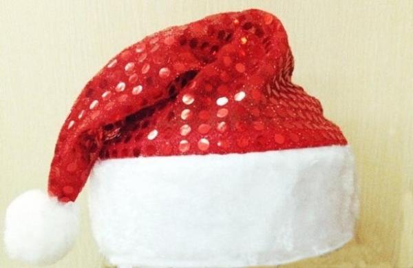 Personalized Plush Toys Dancing Christmas Hat with Gold Podwer , Red / Blue
