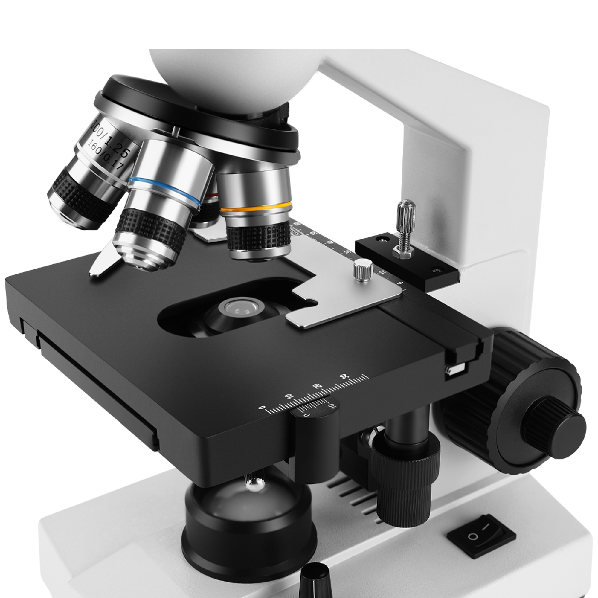 Monocular Biological Microscope with 100X Oil Lens for School Student Lab Use Achromatic Objectives