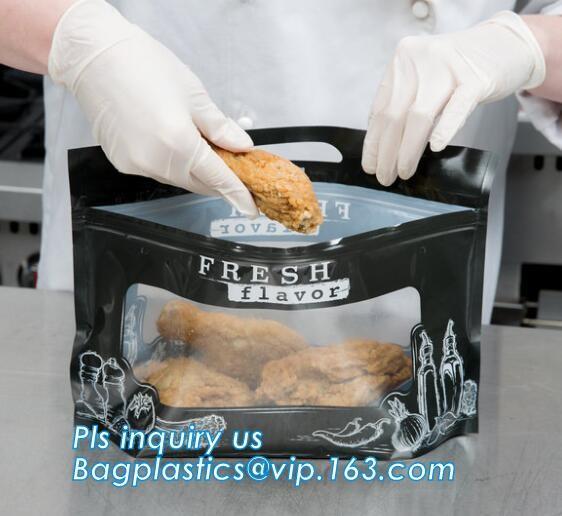 Resealable Rotiserrie Chicken pouch Bags, Anti Fog, Grill, Oven, Roasted, Hot meat Bag Packing With Window