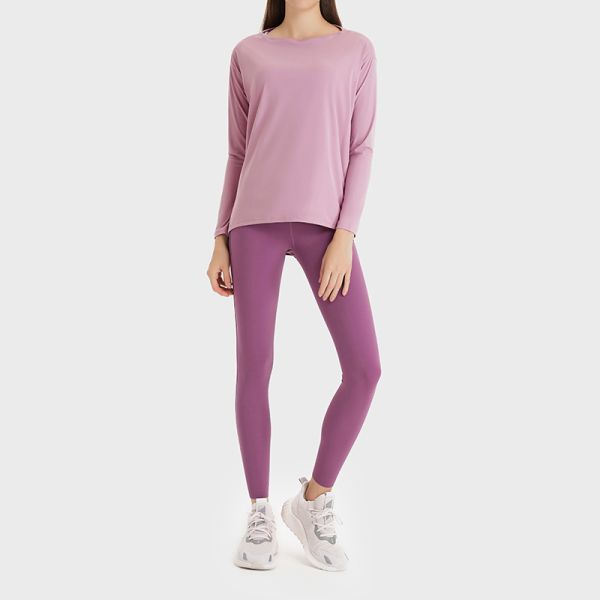 Soft Modal Long Sleeve Boat Neck Top and Leggings Set Dusty Blue Stretchy Breathable