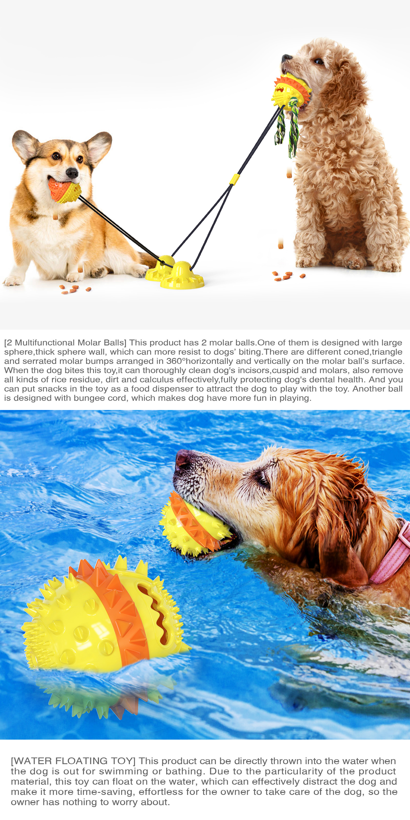 Зубы Drawstring высасывателя очищая игрушку распределителя собачьей еды шарика двойника игрушки собаки/TPR