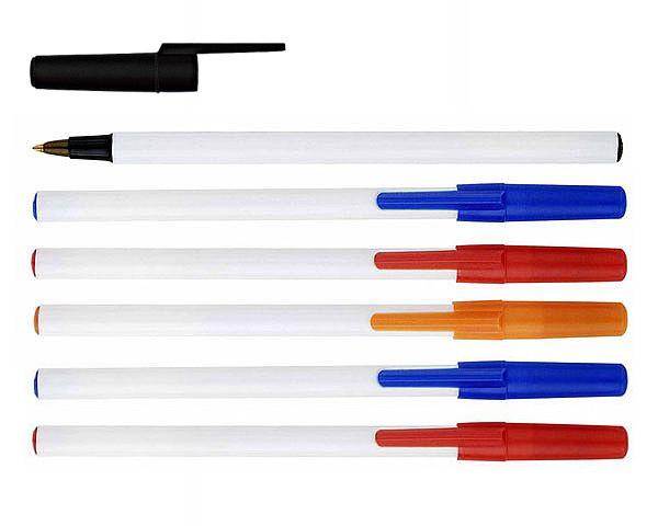 white barrel simple stick ball pen, BIC stick pen, BIC style cheap pen, long writing