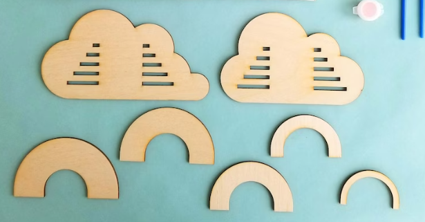 Kit de pintura de arco iris de madera bricolaje niño artesanía decoración del arco iris de madera cortada por láser