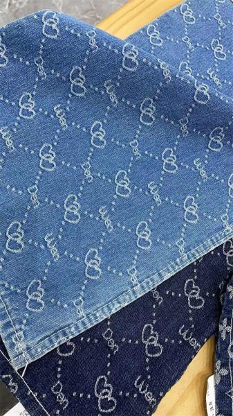 12oz Cotton Blue Patterned Stretch Denim Fabric For Pants Jeans 71inch