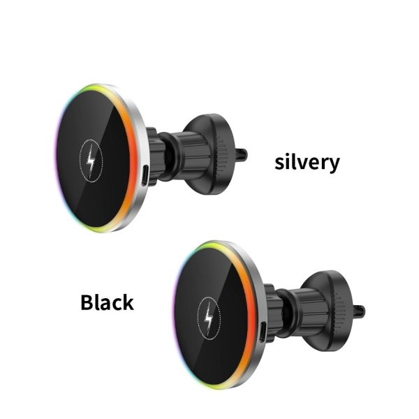Magnetic 15W Max Air Vent Wireless Car Charger Silver/Grey for Qi Phones