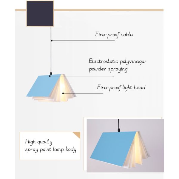 Простой современный детский сад кампус креативный подвесок световая книга искусство ресторан бар спальня рядом с кроватью люстра