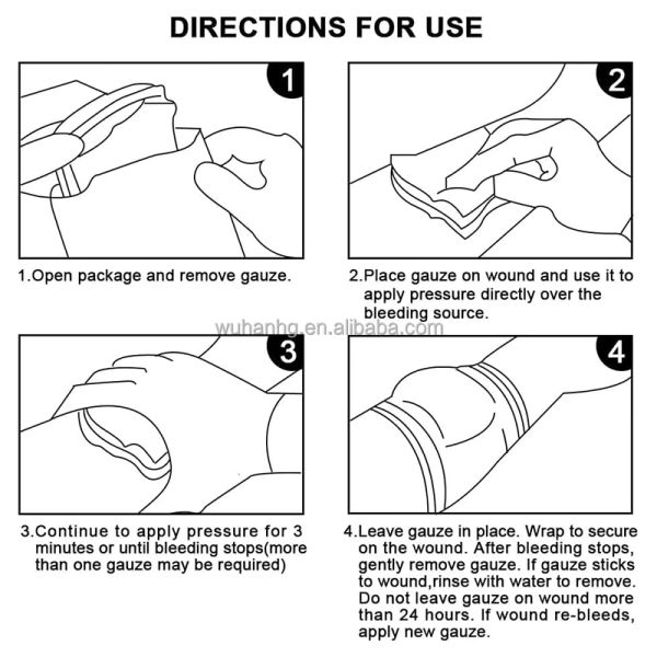 7.5cmx3.7m Sterile Kaolin Hemostatic Gauze Medical Compressed Wrap Bandage