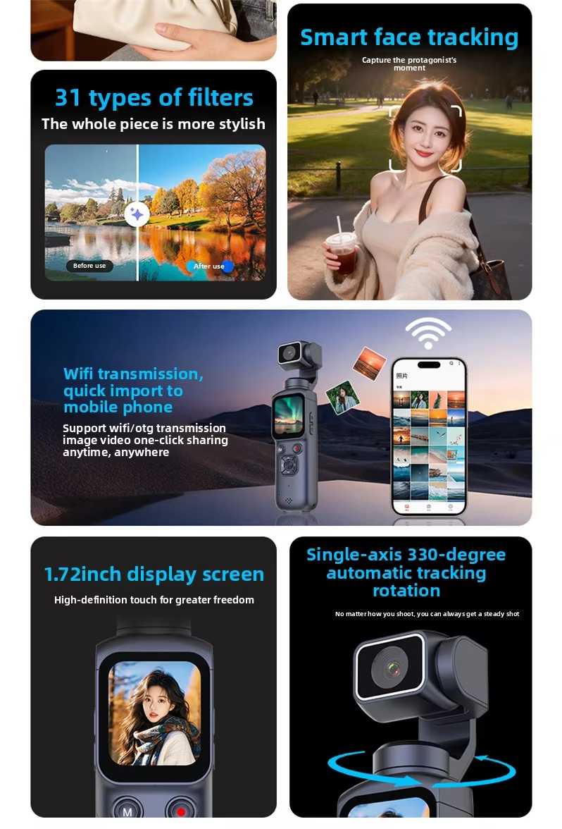 WiFi Handheld Action Camera Portable HD Pocket Camcorder Anti Shake Ultra Clear Motion Recording