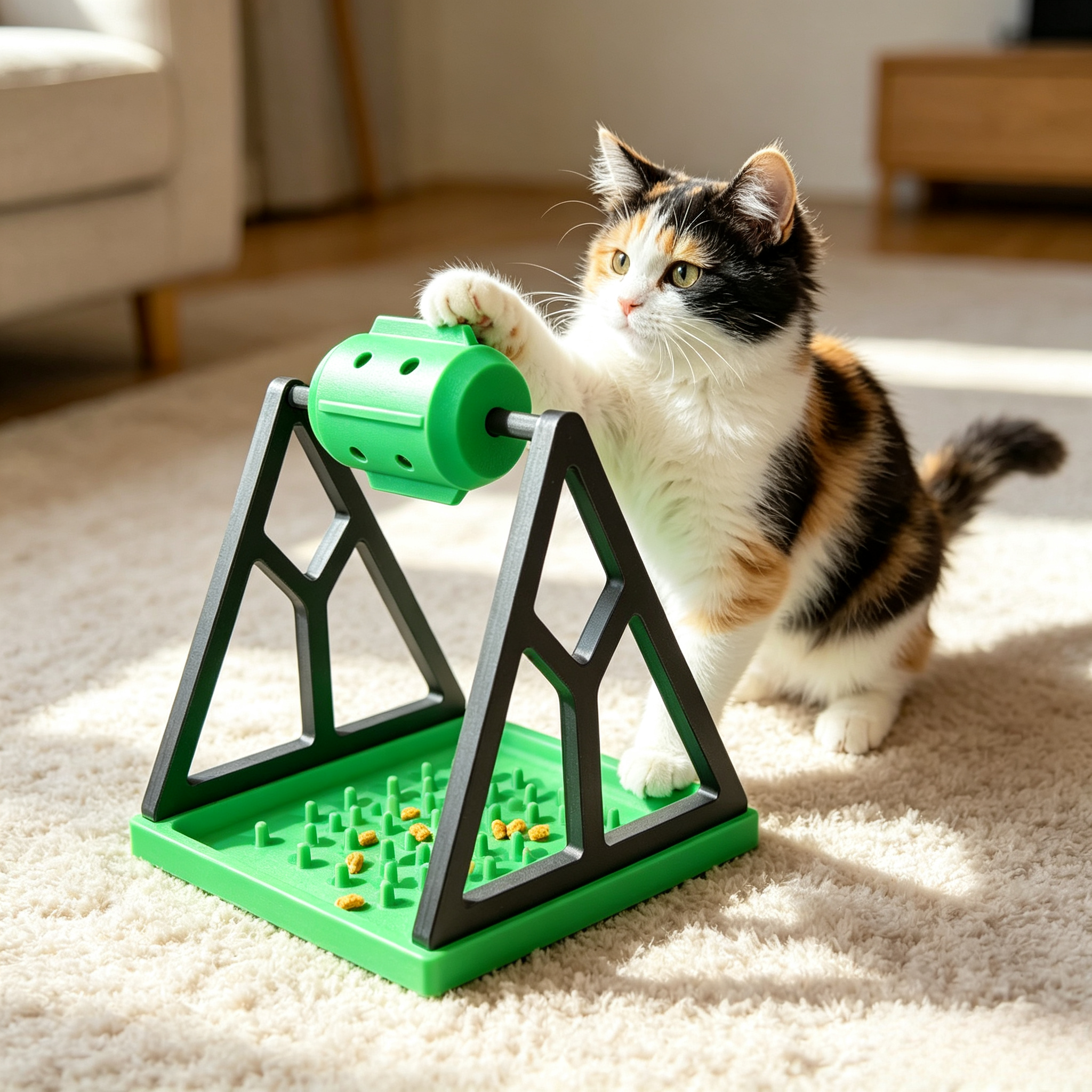 Cat Treat 3D Printed Pet Accessories Rotating Wheel Slow Feeder Puzzle Enrichment Toy