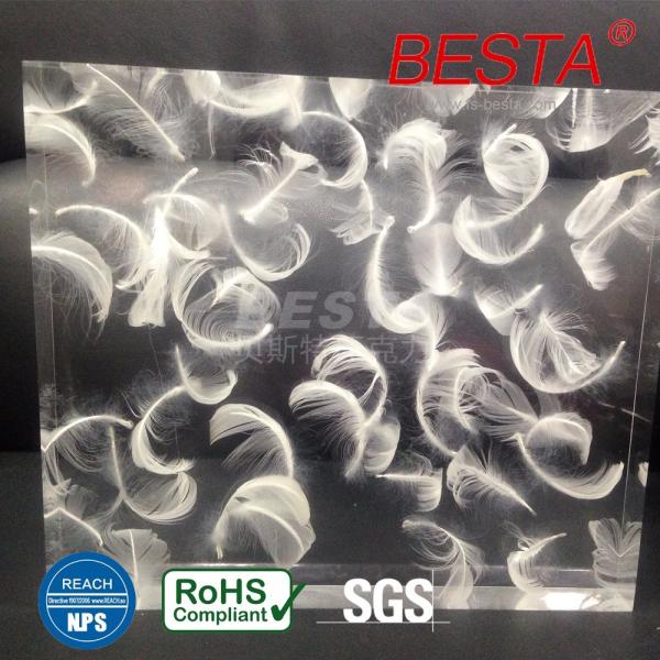 White Feather Effect Decorative Plexiglass Window Panels 15-60mm OEM