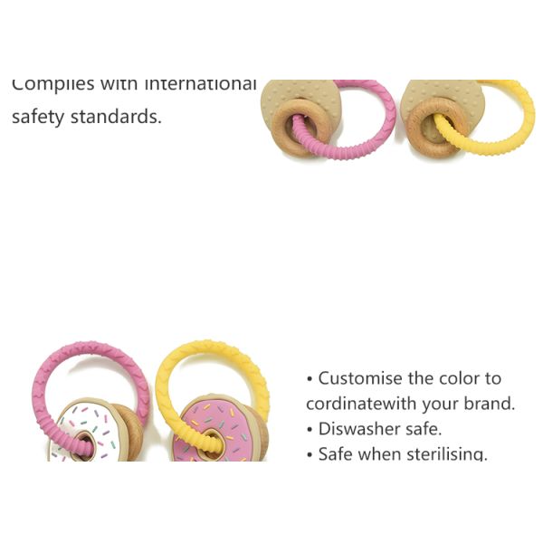 Laser Logo Silicone Wood Teether Infant Baby BPA Free Nursing Bracelet