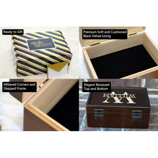 6.2*6.2*4.48 Personalized Wooden Box Tableware Keepsake Box for 5th Anniversary Gift