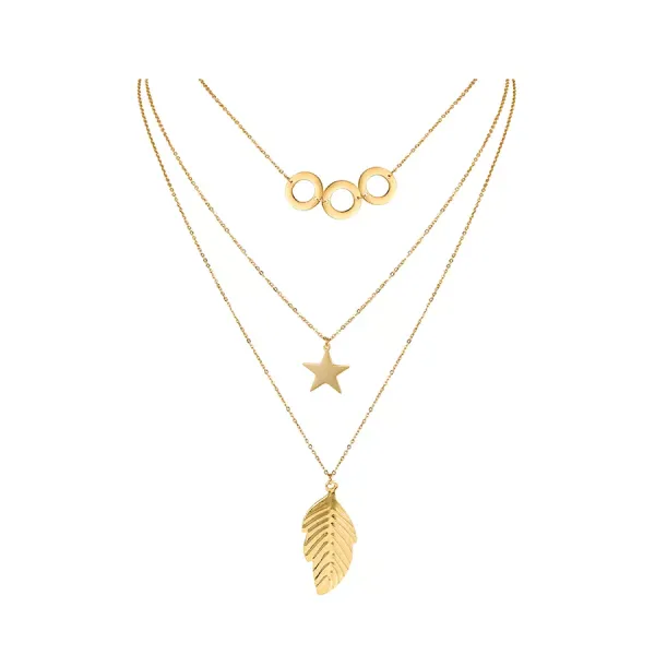 Retro Luxury Long Gold Stacked Necklaces With Heart Pendant