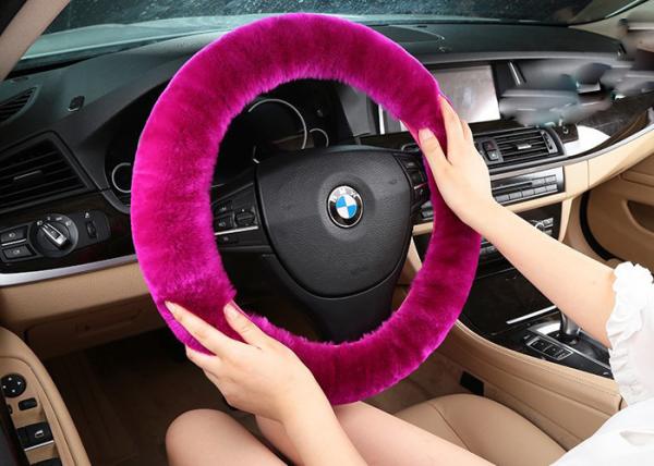 Tampas de volante femininos bonitos do carro, tampa de volante real da pele do inverno 