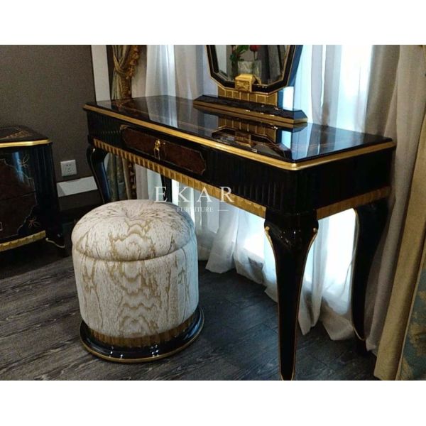 Luxury Wooden Dressing Table Antique Style Makeup Dresser With Mirror