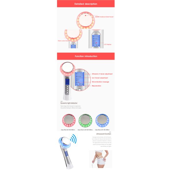 Wrinkles Remove Home Beauty Machine , Photon Ultrasonic Skin Tightening Machine