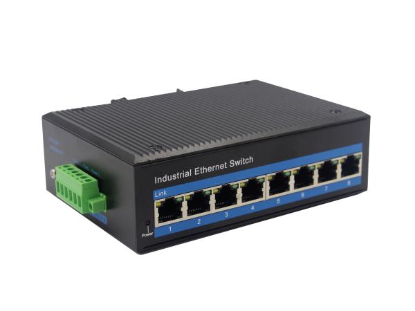 1000MBase-T UTP Unmanaged Industrial Switch 8 Port For IP Cameras IP40 DIN-rail Type