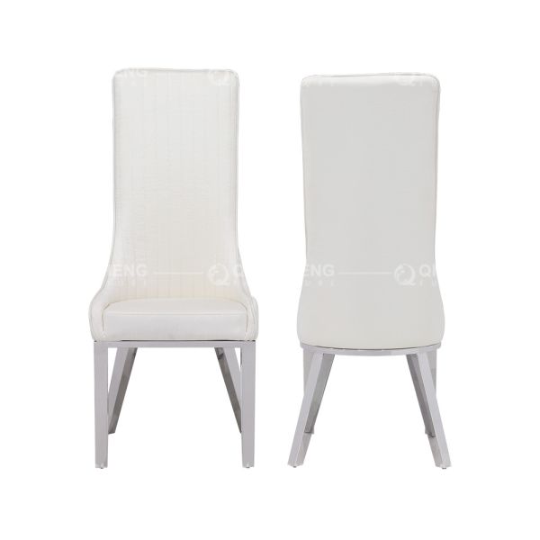 Mirror Silver 122cm SS Dining Chairs PU Black High Back Dining Chairs