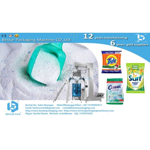 How to pack detergent powder 450g pouch with hanging hole