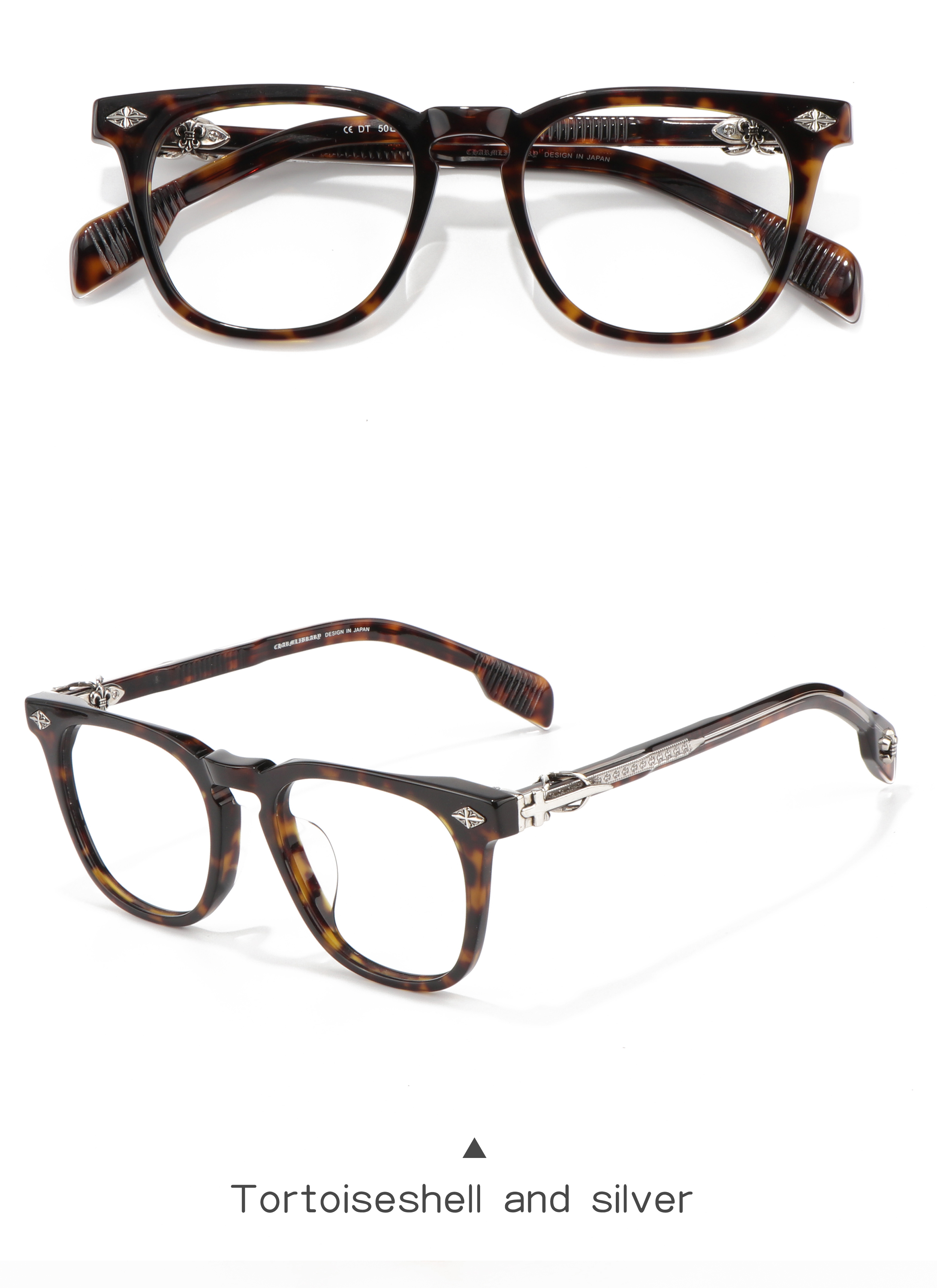 Solid Punk Style Full Rim Butterfly Shape Lightweight Durable Prescription Presbyopia Metal Accessory logo Glasses Famous Brands