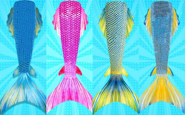 Flexible Ladies Mermaid Tail , Mermaid Tail Swimsuit Adult With Side Fins