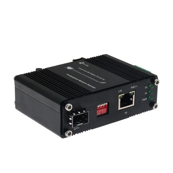 マイクロ産業用 10G 802.3at PoE メディアコンバータ