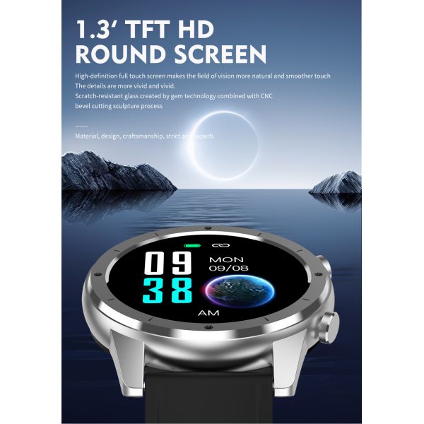 240X240 pixel Bluetooth4.0 Stainless Steel Wristwatch 220mAh