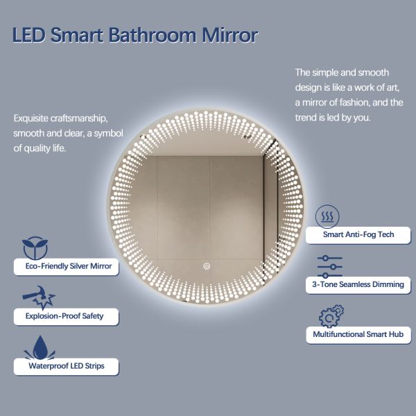 Commercial Round LED Backlit Mirror Customized Irregular Hotel Vanity Mirror