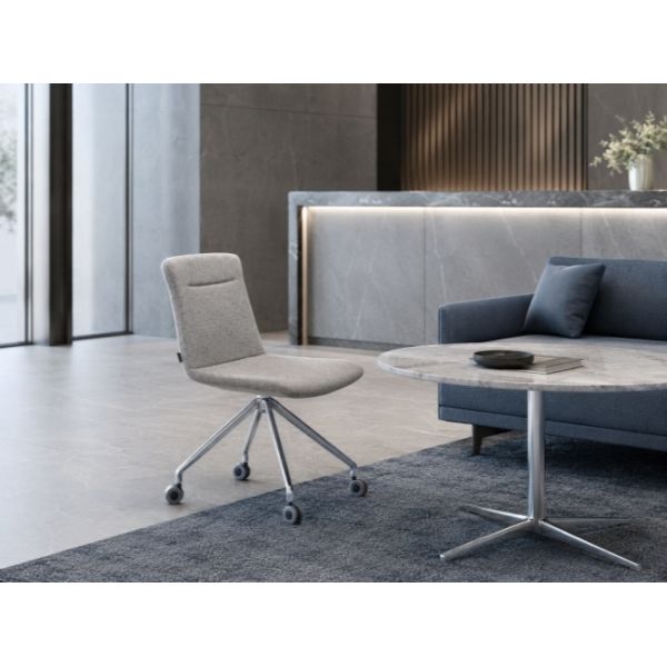 Swivel Upholstered Meeting Room Chair With Polished Aluminum Base For Office
