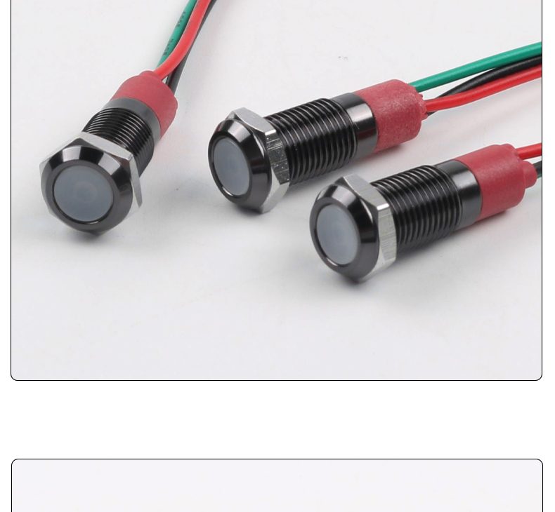 8mm Dual Color Red/Green LED Indicator Light 5V/12V AC/DC Waterproof Signal Light with Black Housing and Tail Wire Leads