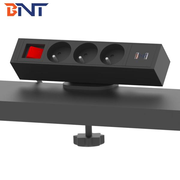 French power movable multimedia office clamp on desk edge socket with bracket
