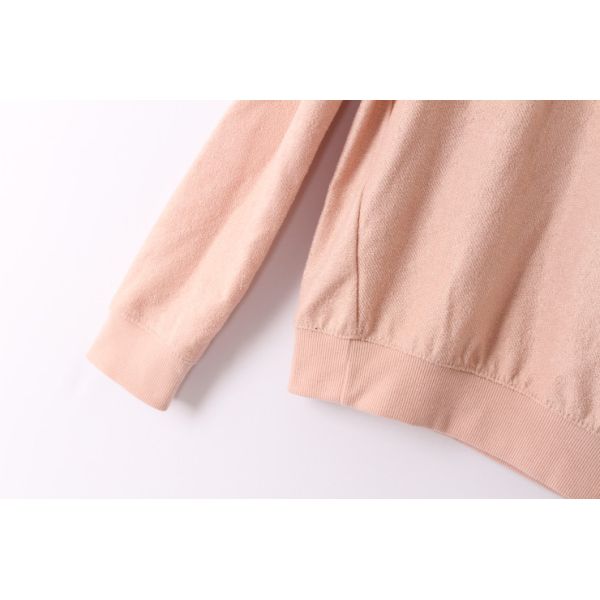 Printing Pink Pullover Sweatshirts Crew Neck Womens French Terry Sweatshirt