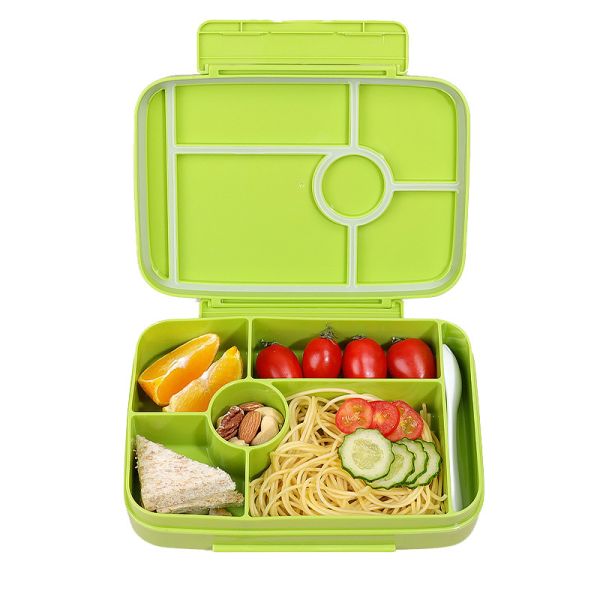 Sustainable 5-Compartment Leak Proof PP Bento Lunch Box Green