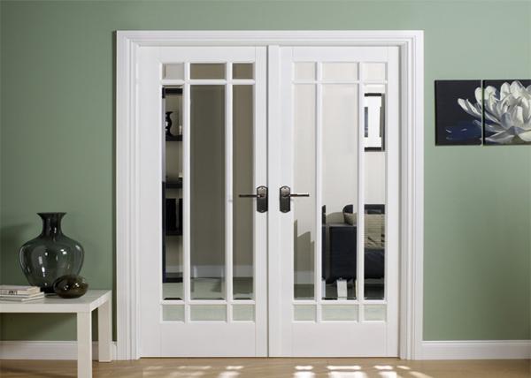 Decorative Wood Composite Door , Fire Rated Wooden Double Door With MDF Material