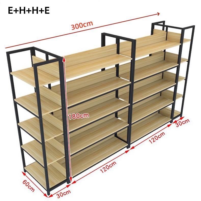 180CM Black 5-Tier Wood Shelving Durable Modern Standing Type for Retail Storage Racks & Freestanding Shop Displays
