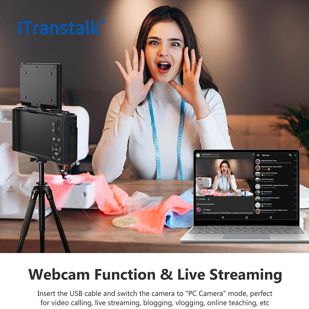 5K HD Travel Vlogging Digital Camera WiFi Flash 180° Rotating Selfie Time Lapse Slow Motion Burst Mode