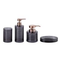 Acessórios de vidro para banheiros, azul escuro, forma redonda, círculos, linha bronzeada, frasco de loção para a cabeça da bomba